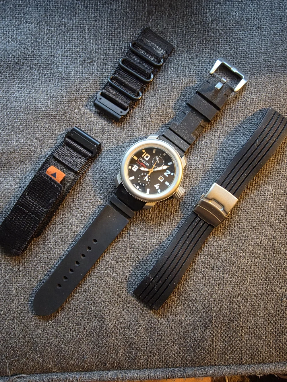 Invicta Black Dial Sport Watch with Silver Case